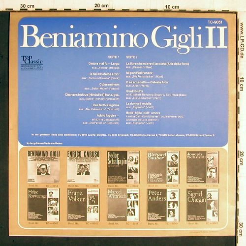 Gigli,Benjamino: Same, Vol.2, Hist. Rec., Top Classic(TC-9051), D, 1969 - LP - K1122 - 6,00 Euro