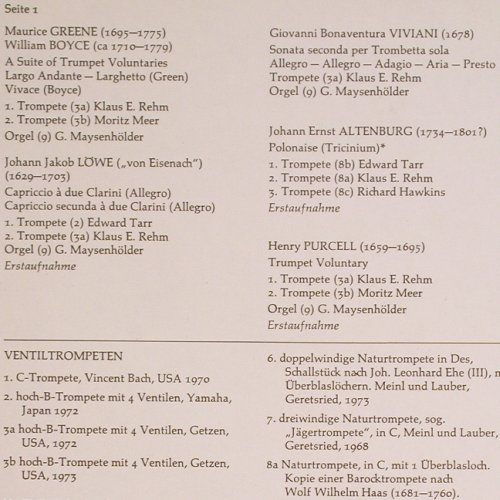 V.A.Europäische Barockmusik für: Trompete und Orgel, Foc, RBM Records (RBM 3026), D Typ: LP Best.-Nr.: K1130 Preis: 8,00 Euro