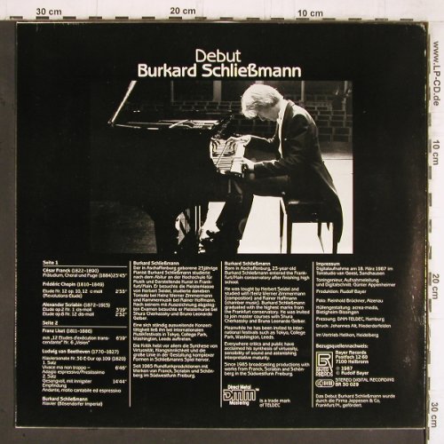 Schließmann,Burkard: Debut, C.Franck,Chopin,Scriabin.., Bayer Records (BR 30 029), D, 1987 Typ: LP Best.-Nr.: K1131 Preis: 7,50 Euro