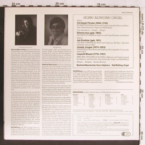 Maurischat,Manfred / Ralf Bölting: Horn / Alphorn, Foc, Aulos (AUL 53568), D, 1983 Typ: LP Best.-Nr.: K1132 Preis: 9,00 Euro