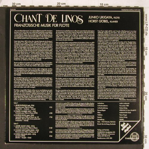 V.A.Chant de Linos: Französische Musik für Flöte, Capella Thorofon (MTH 283), D, 1984 Typ: LP Best.-Nr.: K1133 Preis: 10,50 Euro