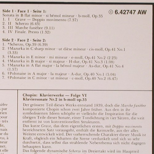 Chopin,Frederic: Sonata No.2 in B flat minor,op.35, Decca (6.42747 AW), D, 1982 Typ: LP Best.-Nr.: K1137 Preis: 6,00 Euro