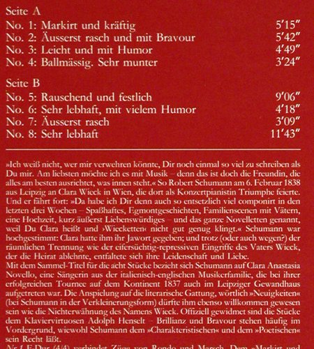 Schumann,Robert: Novelletten für d. Pianoforte op.21, Thorofon (HTM 325), D, 1987 Typ: LP Best.-Nr.: K1138 Preis: 8,00 Euro