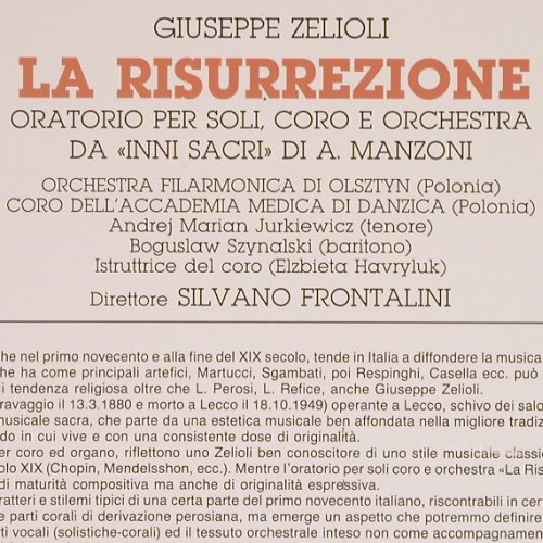 Zelioli,Guiseppe: La Risurrezione, Oratorio..., Harmonia Gentikum (212.W1), I, 1987 Typ: LP Best.-Nr.: K1148 Preis: 9,00 Euro