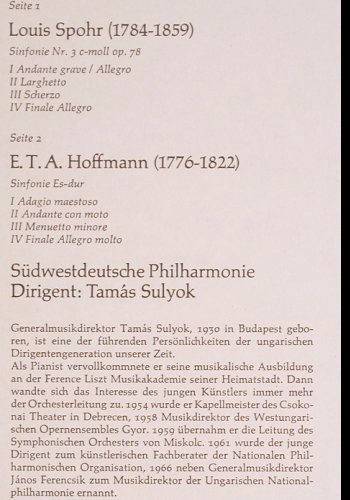 Spohr,Louis / E.T.A. Hoffmann: Sinfonie Nr.3 c-moll op.78, RBM Records (RBM 3035), D Typ: LP Best.-Nr.: K1149 Preis: 7,50 Euro