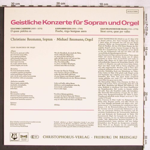 V.A.Geistliche Konzerte für Sopran: und Orgel, Foc, +Katalog, Christophorus (SCGLX 73 908), D, 1979 Typ: LP Best.-Nr.: K1150 Preis: 10,50 Euro