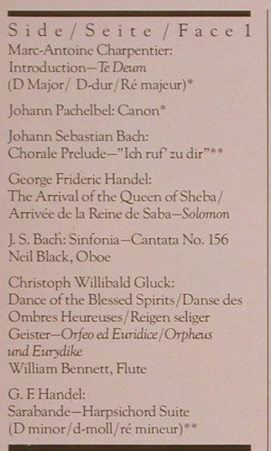V.A.Alla Barocca: Carpentier, Pachelbel... J.S.Bach, CBS (D 37215), NL, 1982 Typ: LP Best.-Nr.: K1162 Preis: 6,00 Euro