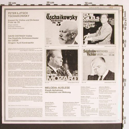 Tschaikowsky,Peter: Violinkonzert D-dur op.35, Melodia (77 297 ZK), D, 1966 Typ: LP Best.-Nr.: K1167 Preis: 6,00 Euro