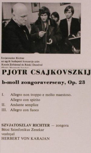 Tschaikowsky,Peter (Csajkovszkiy): b-moll Zongraverseny, op.23, Melodia (SLPX 12074), H, 1978 Typ: LP Best.-Nr.: K1169 Preis: 7,50 Euro