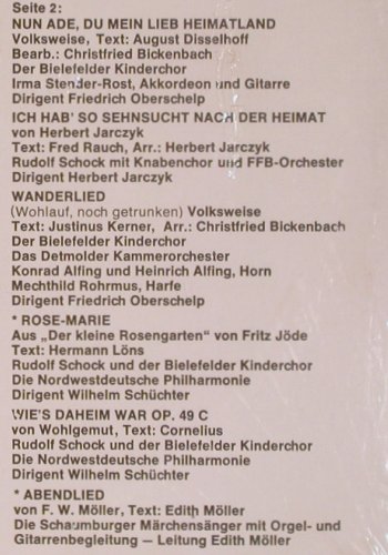 Schock,Rudolf / Kinderchöre: Der fröhliche Wanderer, Neu-sealed, HörZu (SHZEL 75), D Typ: LP Best.-Nr.: K1187 Preis: 7,50 Euro