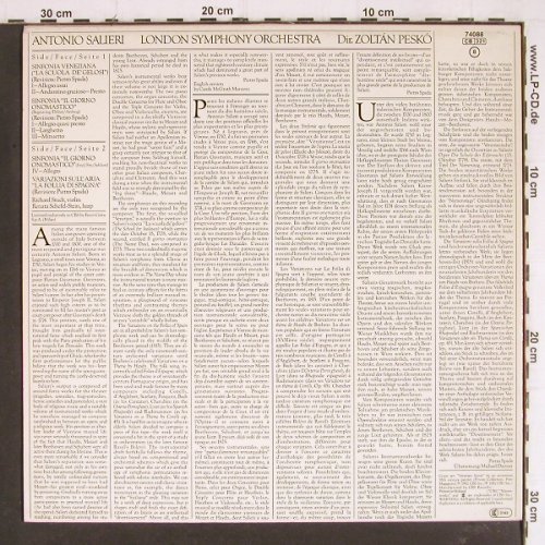 Salieri,Antonio: Orchestral Works, CBS Masterworks (74088), NL, 1982 Typ: LP Best.-Nr.: K1189 Preis: 7,50 Euro
