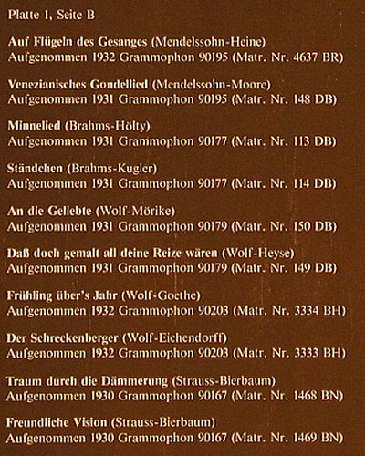 Schlusnus,Heinrich: Liederalbum, Foc,Franz Rupp,Klavier, LV (LV 2004), A Typ: 2LP Best.-Nr.: K1191 Preis: 9,00 Euro