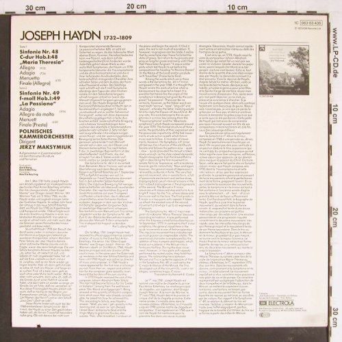Haydn,Joseph: Sinfonie Nr. 48 / Nr. 49, EMI (063-03 436), D, co Typ: LP Best.-Nr.: K1192 Preis: 9,00 Euro