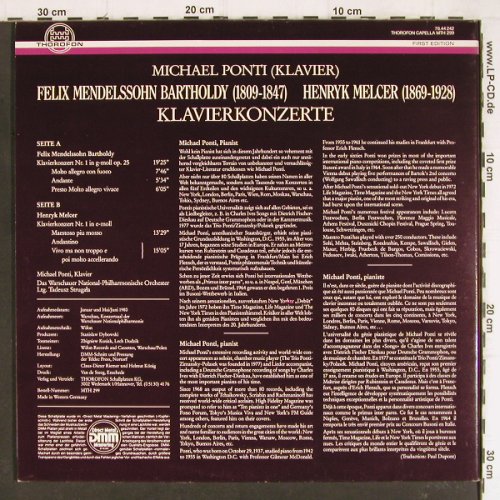 Mendelssohn-Bartholdy,Felix/ Melcer: Klavierkonzerte Nr.1 op.25  / Nr.1, Thorofon (76.44 242), D, 1980 Typ: LP Best.-Nr.: K1198 Preis: 7,50 Euro
