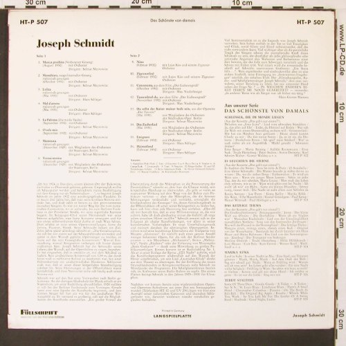 Schmidt,Joseph: Das schönste von Damals, 1929-32, Telefunken (HT-P 507), D Typ: LP Best.-Nr.: K11 Preis: 6,00 Euro