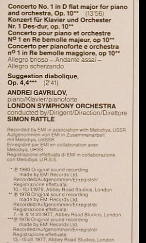 Prokofieff,Serge: Piano Concertos No.1 op.75,op10,4,4, EMI (29 0326 1), D, 1980 Typ: LP Best.-Nr.: K1205 Preis: 9,00 Euro