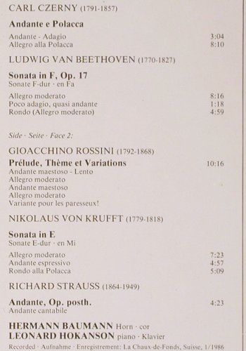Baumann,Hermann u. Leonard Hokanson: Works for Horn and Piano, Philips(416 816-1), NL, 1987 - LP - K1218 - 7,50 Euro