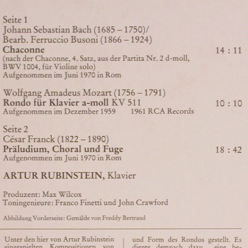 Rubinstein,Artur: spielt Bach, Busoni, Mozart, Franck, RCA (RL 13342), D, 1979 Typ: LP Best.-Nr.: K1224 Preis: 7,50 Euro