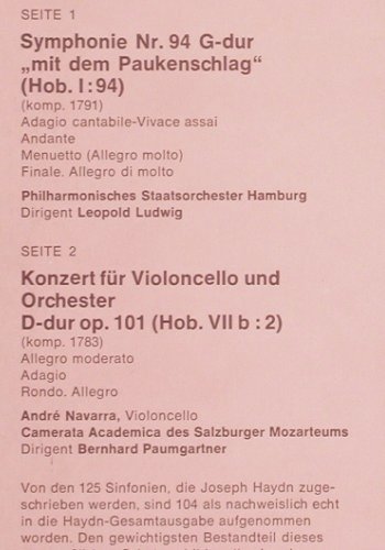 Haydn,Joseph: Paukenschlag-Sym. / Celloko. op.101, Eurodisc, ClubEd. (63 733), D Typ: LP Best.-Nr.: K1227 Preis: 7,50 Euro