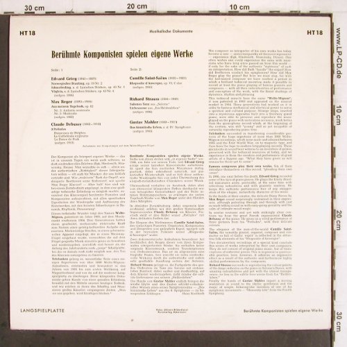 V.A.Berühmte Komponisten Spielen: Mahler, Strauss, Reger, Debussy.., Telefunken (HT 18), D,dirty/m- Typ: LP Best.-Nr.: K1240 Preis: 5,00 Euro
