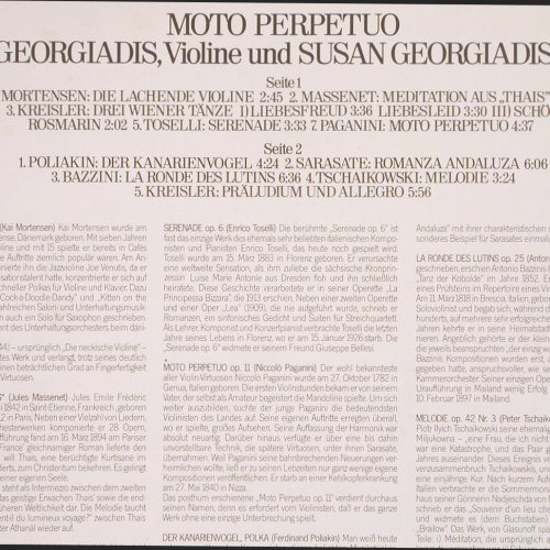 Georgiadis,John & Susan: Moto Perpetuo, CBS, Muster-Stamp (CBS 73 690), D, 1978 Typ: LP Best.-Nr.: K1241 Preis: 7,50 Euro