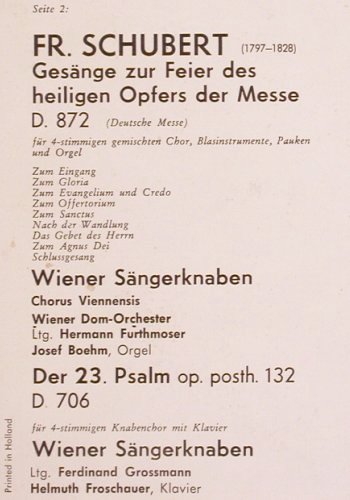 Wiener Sängerknaben: M.Haydn, Brahms, Schubert, Philips(A 02355 L), NL, Mono,  - LP - K1245 - 6,00 Euro