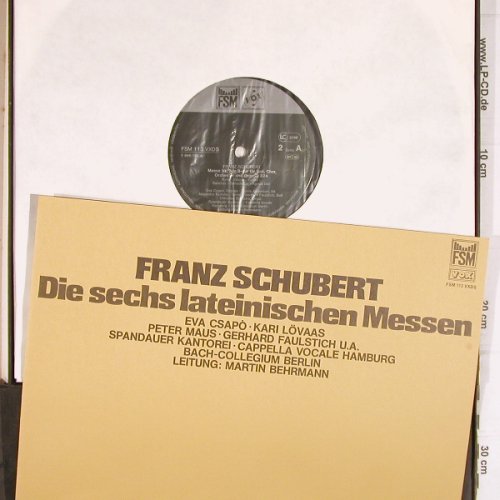 Schubert,Franz: Die sechs lateinischen Messen, Box, FSM / VOX (FSM 113 VXDS), D Typ: 4LP Best.-Nr.: K1254 Preis: 12,50 Euro