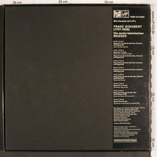 Schubert,Franz: Die sechs lateinischen Messen, Box, FSM / VOX (FSM 113 VXDS), D Typ: 4LP Best.-Nr.: K1254 Preis: 12,50 Euro