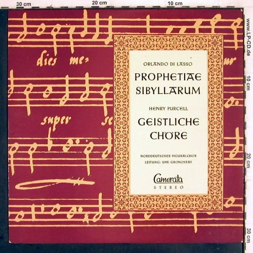 Di Lasso,Orlando / Henry Purcell: Prophetiae Sibyllarum/Geistl.Chöre, Camerata (CMS 300 53), D, 1974 Typ: LP Best.-Nr.: K1258 Preis: 7,50 Euro