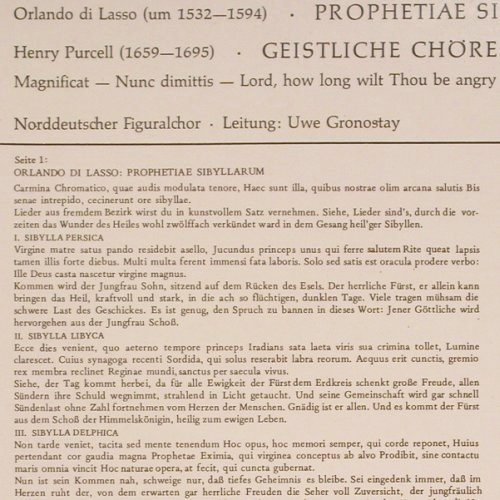 Di Lasso,Orlando / Henry Purcell: Prophetiae Sibyllarum/Geistl.Chöre, Camerata (CMS 300 53), D, 1974 Typ: LP Best.-Nr.: K1258 Preis: 7,50 Euro