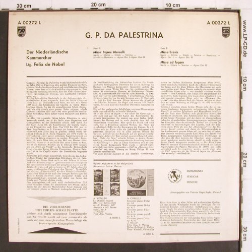 Palestrina,Giovani Pierluigi da: Missa Papae Marcelli, sung in Latin, Philips (A 00272 L), NL, Mono Typ: LP Best.-Nr.: K1269 Preis: 7,50 Euro