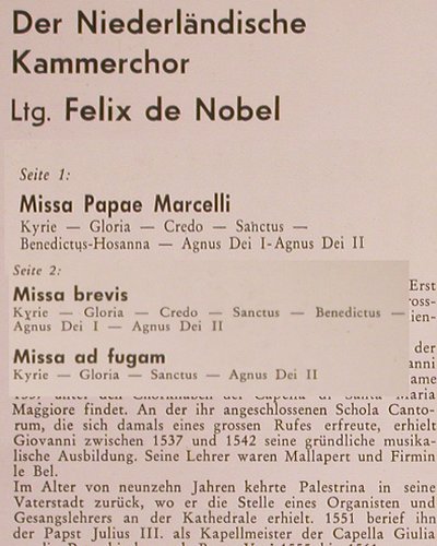 Palestrina,Giovani Pierluigi da: Missa Papae Marcelli, sung in Latin, Philips (A 00272 L), NL, Mono Typ: LP Best.-Nr.: K1269 Preis: 7,50 Euro