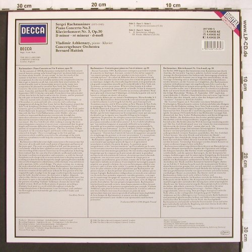 Rachmaninov,Sergei: Piano Concerto No.3, Op30, d-moll, Decca(6.434432 AZ), D, 1986 - LP - K1278 - 9,00 Euro
