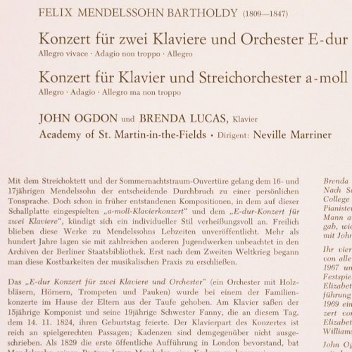 Mendelssohn Bartholdy,Felix: Konzert für zwei Klaviere & Orch., Decca (SXL 21 201-B), D, m /vg+, 1970 Typ: LP Best.-Nr.: K1283 Preis: 7,50 Euro