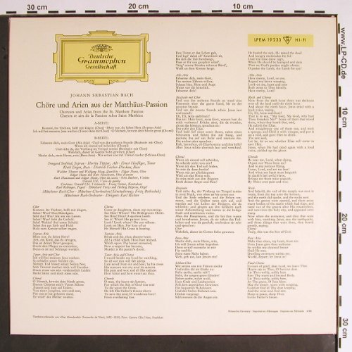 Bach,Johann Sebastian: Mathäus-Passion-Chöre u.Arien, Deutsche Gramophon(LPEM 19 233), D, Mono, 1966 - LP - K1286 - 12,50 Euro
