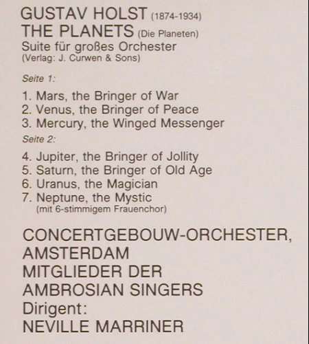 Holst,Gustav: The Planets, Philips (9500 425), NL, 1978 Typ: LP Best.-Nr.: K1290 Preis: 6,00 Euro