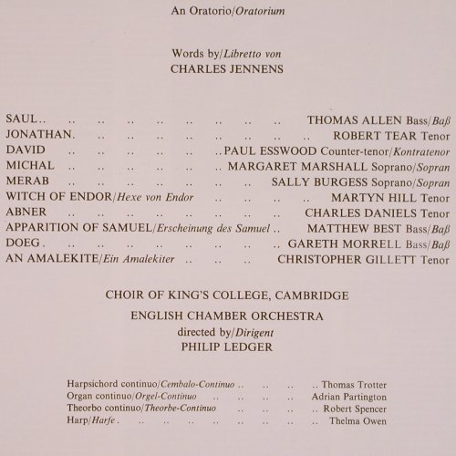 Händel,Georg Friedrich: Saul, Box, EMI (157-43 036/38), D, 1981 Typ: 3LP Best.-Nr.: K1297 Preis: 15,00 Euro