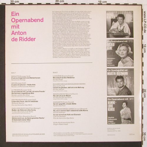 de Ridder,Anton: Ein Operabend mit, Eterna (8 26 403), DDR, 1974 Typ: LP Best.-Nr.: K129 Preis: 7,50 Euro