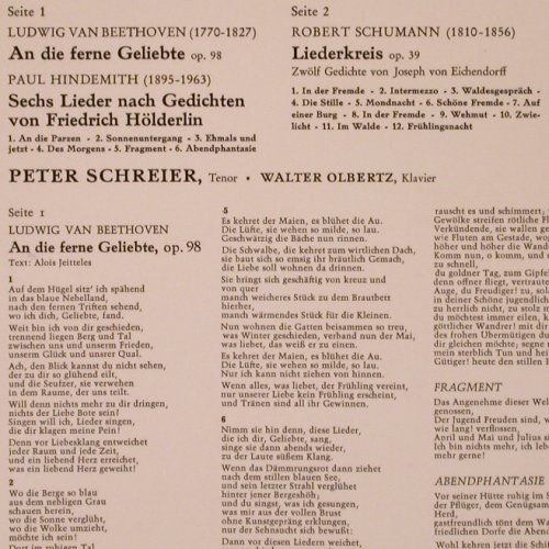 Schreier,Peter: Ein Liederabend mit, Decca (SXL 21 165-B), D Typ: LP Best.-Nr.: K12 Preis: 7,50 Euro