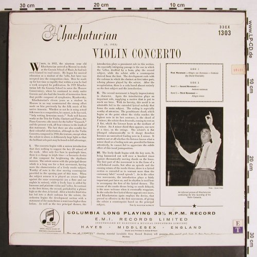 Khachaturian,Aram: Violin Concerto, vg+/m-, Columbia (33 CX 1303), UK Typ: LP Best.-Nr.: K1302 Preis: 5,00 Euro