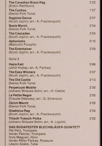Budapester Blechbläser-Quintett: Cascades, Bellaphon (680 01 015), D, 1982 Typ: LP Best.-Nr.: K1305 Preis: 7,50 Euro