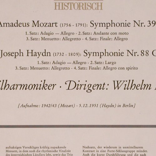 Furtwängler,Wilhelm: Mozart:Symph.Nr.39/Haydn:Symph.88, Heliodor(88 007), D, 1961 - LP - K1318 - 6,00 Euro