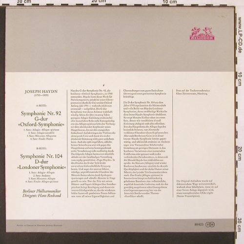 Haydn,Joseph: Symfonien Nr.92 & 104 (1957), Heliodor (89 623), D, Ri Typ: LP Best.-Nr.: K131 Preis: 6,00 Euro