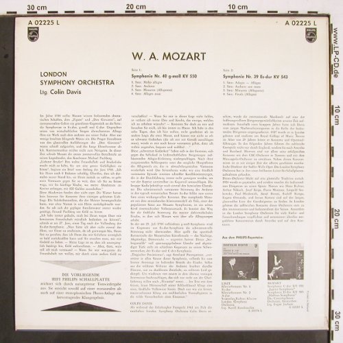 Mozart,Wolfgang Amadeus: Symphonie G-moll KV 550,es-dur,543, Philips(A 02225 L), NL, 1962 - LP - K1320 - 9,00 Euro