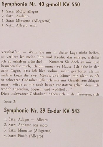 Mozart,Wolfgang Amadeus: Symphonie G-moll KV 550,es-dur,543, Philips(A 02225 L), NL, 1962 - LP - K1320 - 9,00 Euro