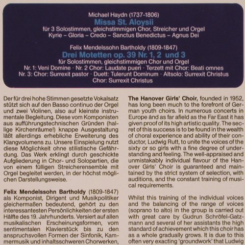Mädchenchor Hannover: Michael Haydn: Missa St.Aloysii, Lauenhagen & Paris (2891 216), D Typ: LP Best.-Nr.: K1321 Preis: 7,50 Euro