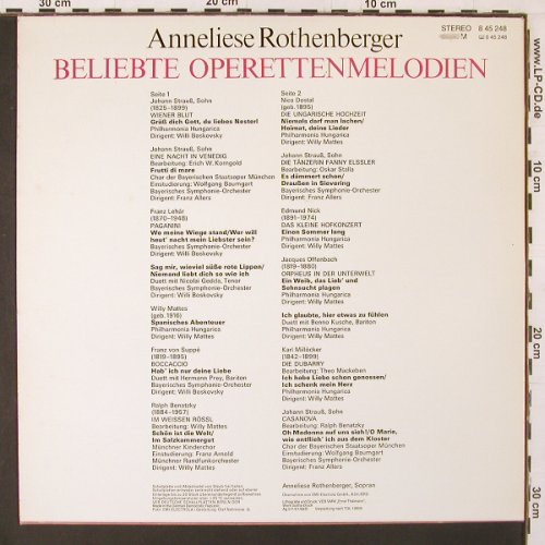 Rothenberger,Anneliese: Beliebte Operettenlieder, Amiga (8 45 248), DDR, 1989 Typ: LP Best.-Nr.: K132 Preis: 5,00 Euro