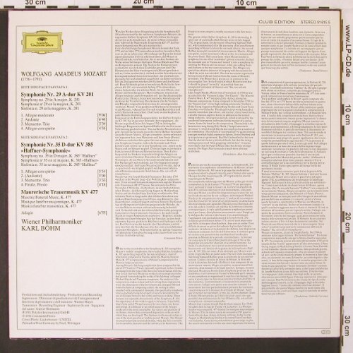 Mozart,Wolfgang Amadeus: Sinfonien Nr.29 & 35 / Mauerische T, Deutsche Grammophon (91 615 5), D Club-Ed., 1981 Typ: LP Best.-Nr.: K133 Preis: 6,00 Euro