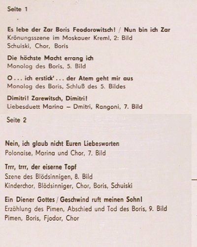 Mussorgsky,Modest: Boris Godunow-Querschnitt, Eterna (8 25 970), DDR, 1971 Typ: LP Best.-Nr.: K1361 Preis: 7,50 Euro