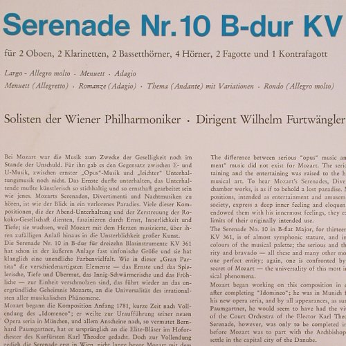 Mozart,Wolfgang Amadeus: Serenade für 13 Bläser KV 361, Electrola (E 91 175), D Typ: LP Best.-Nr.: K1369 Preis: 12,50 Euro